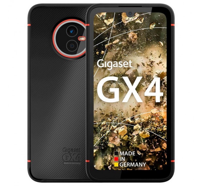 Gigaset Смартфон Gigaset GX4 IM 4/64GB Dual Sim Black (S30853H1531R111); 6.1" (1560х720) IPS / MediaTek Helio G99 / ОЗУ 4 ГБ / 64 ГБ встроенной + microSD до 1 ТБ / камера 48+8 Мп + 16 Мп / 4G (LTE) / Bluetooth, Wi-Fi, NFC / GPS, GLONASS, Beidou, Gali
