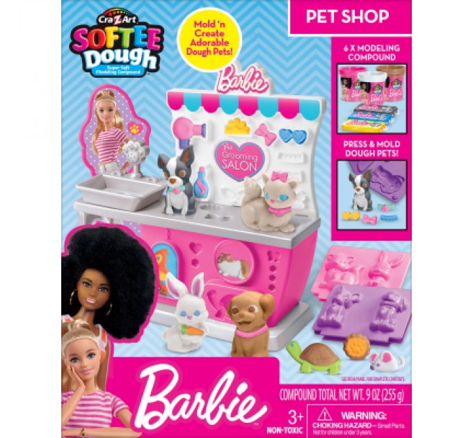 Набір для творчості Cra-Z-Art Barbie Тісто для ліплення , Зоомагазин з формами, набір 10од (34041CRA)
