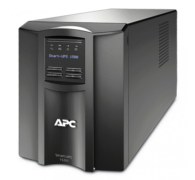 APC Джерело безперебійного живлення APC Smart-UPS 1500VA LCD, Lin.int., AVR, 8 х IEC, SmartSlot, USB, RJ-45, метал (SMT 1500I)