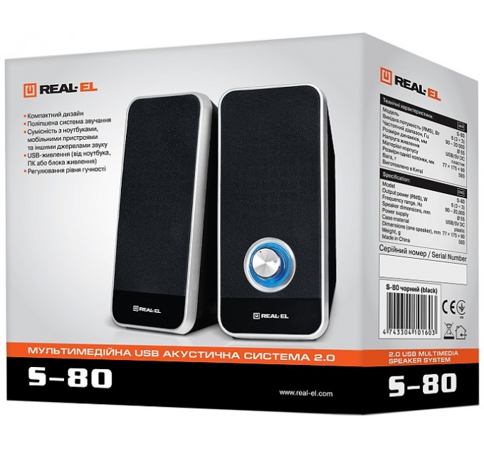 REAL-EL Акустична система REAL-EL S-80 Black