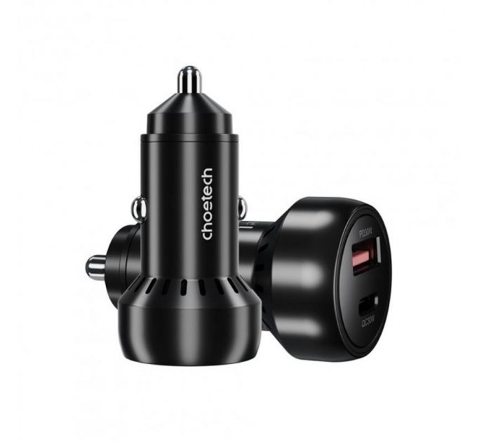 Choetech Автомобильное зарядное устройство Choetech (1USB Type C; 1USB) 60W PD3.0 QC3.0 Black (TC0014)