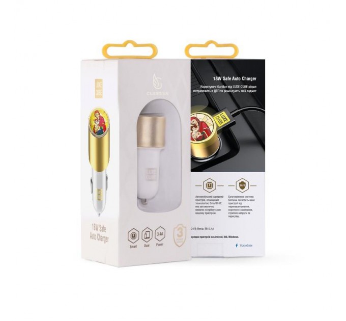 Luxe Cube Автомобильное зарядное устройство Luxe Cube Guardian М 2USB 3.4А, белый (8889998698480)