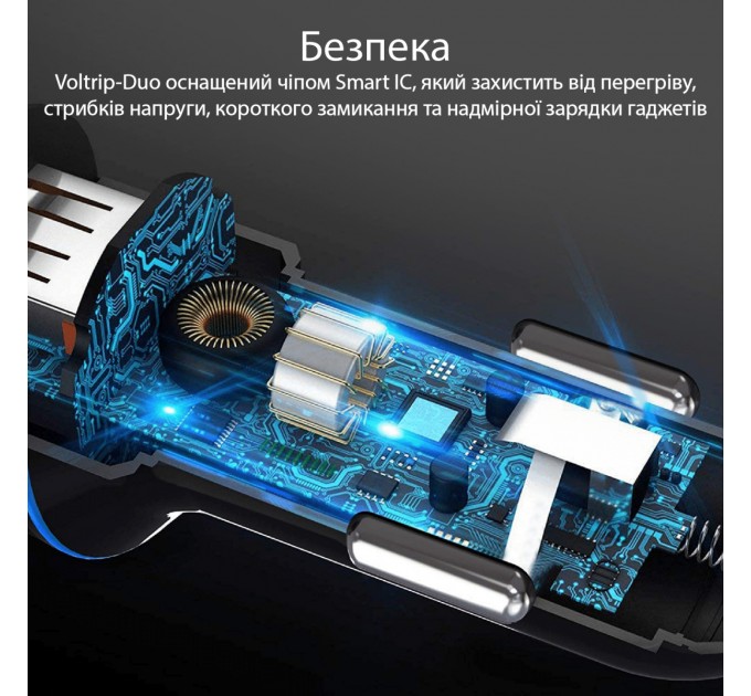 Promate Автомобильное зарядное устройство Promate Voltrip-Duo Black