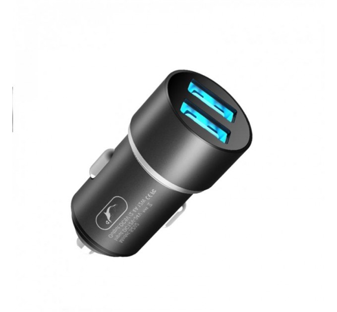 SkyDolphin Автомобільний зарядний пристрій SkyDolphin SZ02 Aluminium (2USB, 2.4A) Black (AZP-000074)