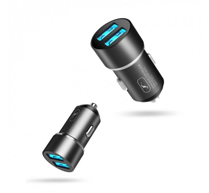 SkyDolphin Автомобильное зарядное устройство SkyDolphin SZ02V Aluminium (2USB, 2.4A) Black (AZP-000073) + кабель microUSB