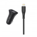 SkyDolphin Автомобильное зарядное устройство SkyDolphin SZ09L (2USB, 3.4A) Black (AZP-000109) + кабель Lightning