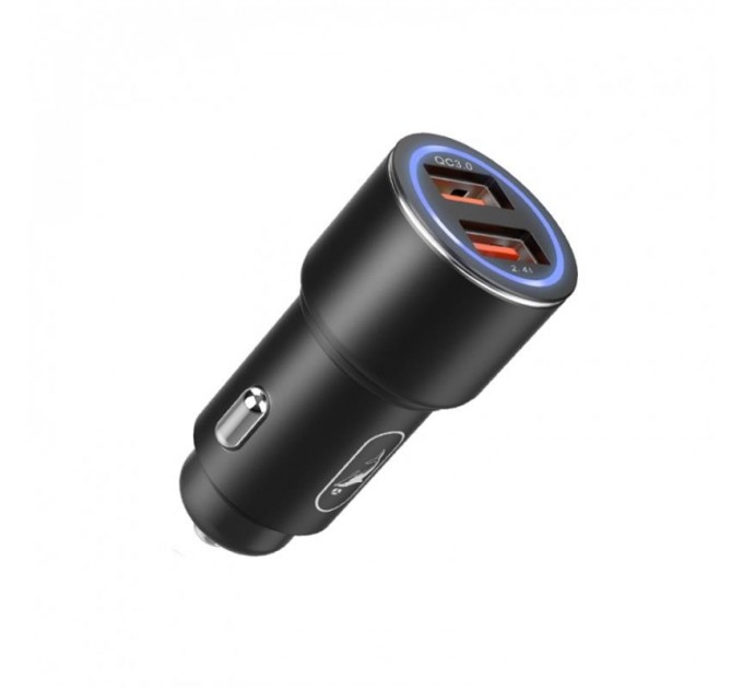 SkyDolphin Автомобильное зарядное устройство SkyDolphin SZ15 Aluminium QC3.0 (2USB, 2.4A) Black (AZP-000087)