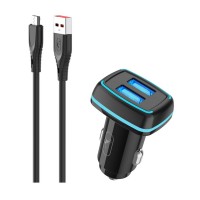 Автомобильное зарядное устройство SkyDolphin SZ18V (2USB, 3.4A) Black (AZP-000101) + кабель microUSB