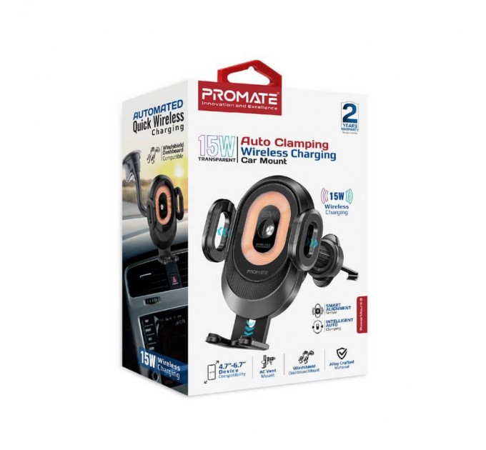 Автомобильное зарядное устройство с держателем Promate PowerMount-2 Black