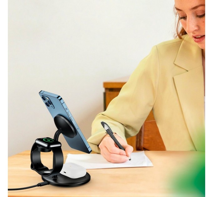 Choetech Магнитное беспроводное зарядное устройство Choetech T585-F 3in1 Magnetic wireless charger station for Apple (T585-F-101CCBK)