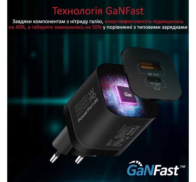 Promate Зарядное устройство Promate PowerPort-33 Black