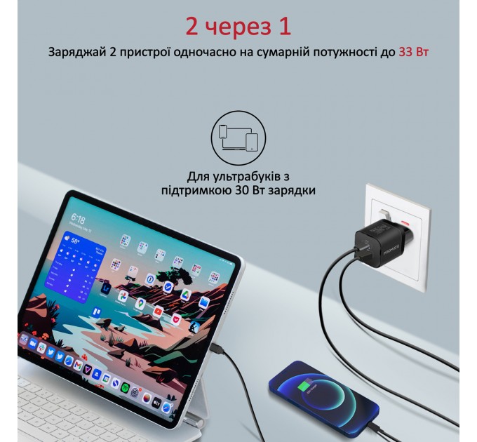 Promate Зарядное устройство Promate PowerPort-33 Black