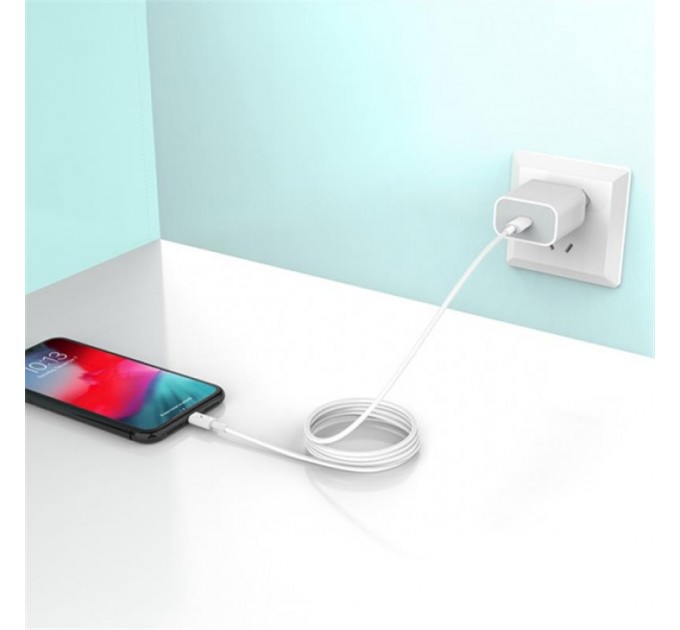 SkyDolphin Зарядний пристрій SkyDolphin SC18EL PD2.0 (1USB-С, 3A) White (MZP-000156) + кабель Lightning