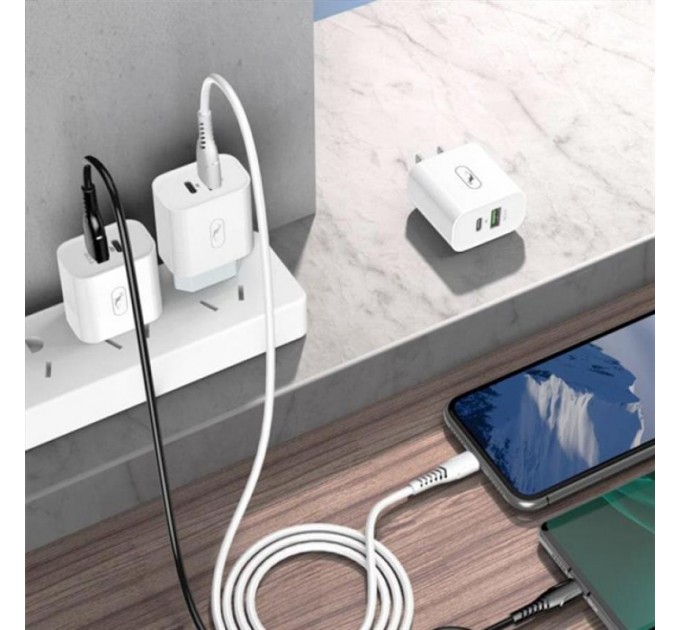 SkyDolphin Зарядное устройство SkyDolphin SC20 PD+QC3.0 (2USB, 3A) White (SDMZP-000121)