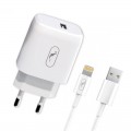 SkyDolphin Зарядний пристрій SkyDolphin SC22EL (1USB, 2.1A) White (MZP-000158) + кабель Lightning