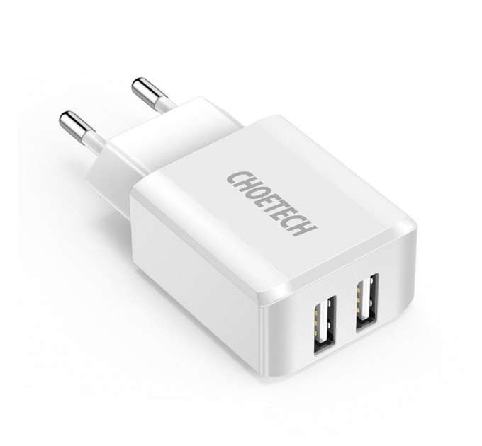 Сетевое зарядное устройство Choetech (2USBх2A) White (C0030)