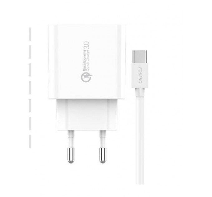 Foneng Сетевое зарядное устройство Foneng EU46 QC3.0 Charger (1USBх3A) White (EU46-CH-TC) + кабель USB Type C