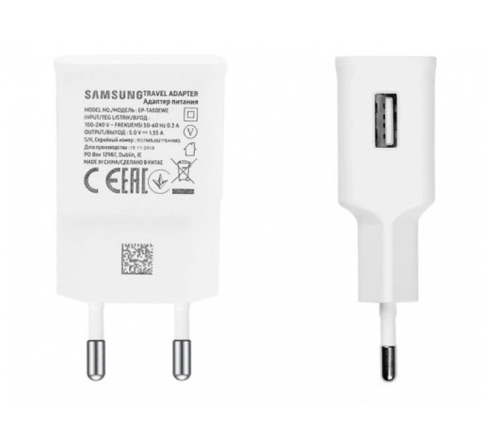 Сетевое зарядное устройство Samsung (1USB, 1.55А) White (EP-TA50EWE) OEM