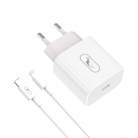 Сетевое зарядное устройство SkyDolphin SC38T (USB TYPE-Cx2.4A) White (MZP-000182) + кабель Lightning