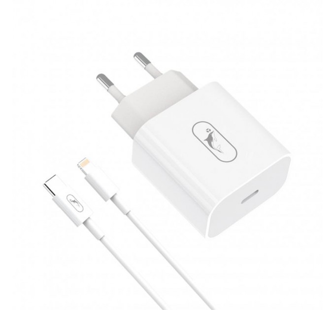Сетевое зарядное устройство SkyDolphin SC38T (USB TYPE-Cx2.4A) White (MZP-000182) + кабель Lightning