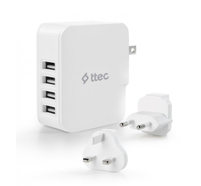 Ttec Сетевое зарядное устройство Ttec Quattro Traveler 4хUSB 5.1A/25Вт White (2SC02BUK)