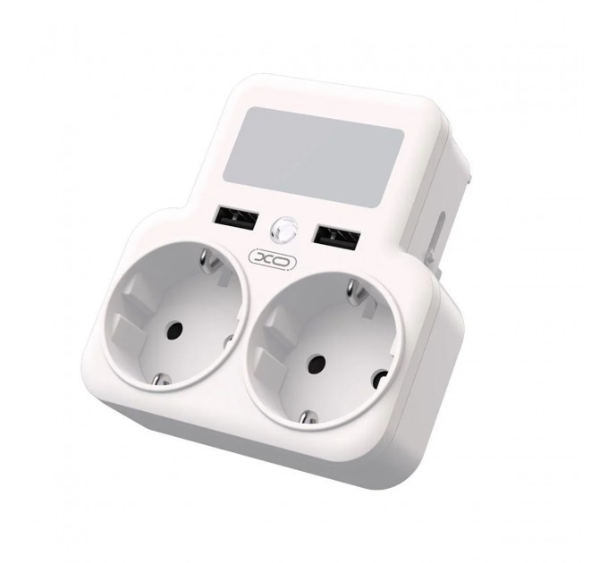XO Мережевий зарядний пристрій XO WL09 (2 розетки 4000W; 2USB 2.4A) White (WL09.white)