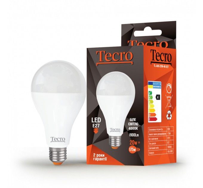 Tecro Лампа светодиодная Tecro 20W E27 4000K (TL-A80-20W-4K-E27)