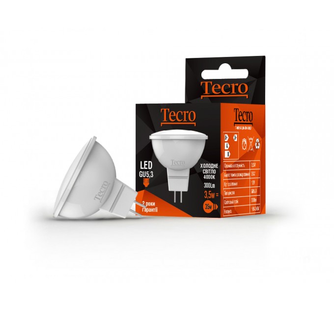 Tecro Лампа светодиодная Tecro 3.5W GU5.3 4000K (T-MR16-3,5W-4K-GU5,3)