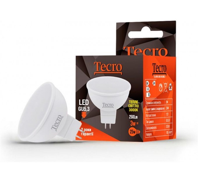 Tecro Лампа светодиодная Tecro 3W GU5.3 3000K (TL-MR16-3W-3K-GU5.3)