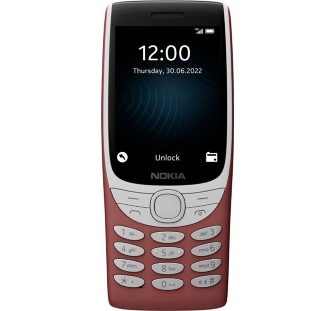 Nokia Мобильный телефон Nokia 8210 Dual Sim Red; 2.8" (320x240) TN / клавиатурный моноблок / Unisoc T107 / ОЗУ 48 МБ / 128 МБ встроенной + microSD до 32 ГБ / камера 0.3 Мп / 4G (LTE) / Bluetooth / ОС S30+ / 131.3х56.2х13.8 мм, 107 г / 1450 мАч / крас