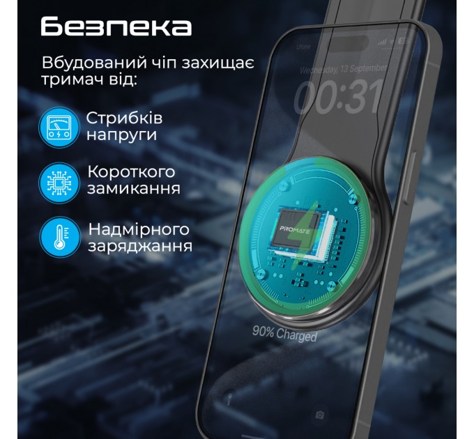 Promate Бездротовий зарядний пристрій Promate Laxmount-15W MagSafe Black (laxmount-15w)
