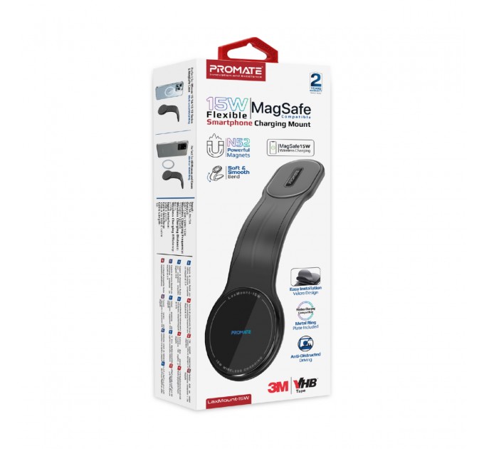 Promate Бездротовий зарядний пристрій Promate Laxmount-15W MagSafe Black (laxmount-15w)