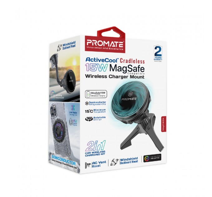 Promate Бездротовий зарядний пристрій Promate MagChill-Ga MagSafe Black (magchill-ga)