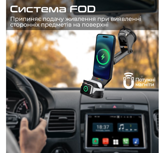 Promate Бездротовий зарядний пристрій Promate MagDrive-Trio MagSafe Black (magdrive-trio.black)