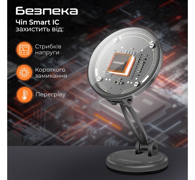 Promate Бездротовий зарядний пристрій Promate Magnus2-Qi MagSafe Black (magnus2-qi)