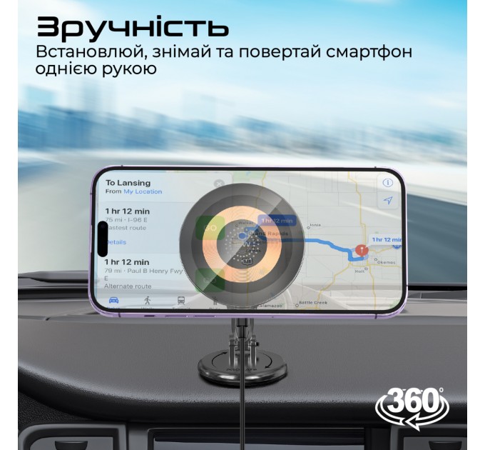 Promate Бездротовий зарядний пристрій Promate Magnus2-Qi MagSafe Black (magnus2-qi)