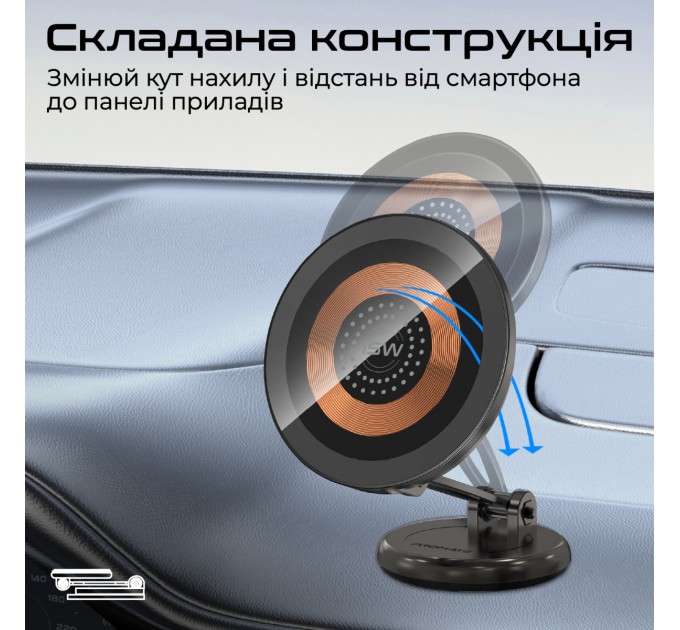 Promate Бездротовий зарядний пристрій Promate Magnus2-Qi MagSafe Black (magnus2-qi)