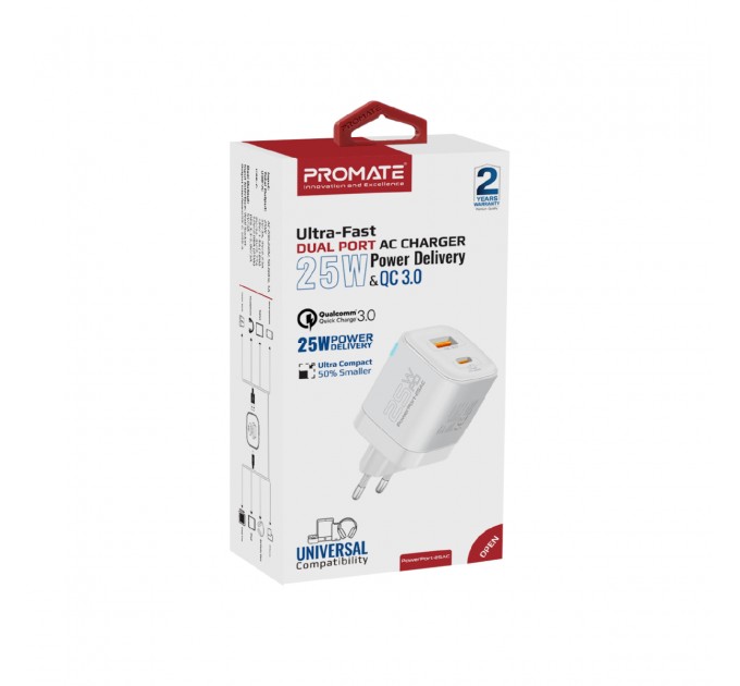 Promate Зарядний пристрій Promate PowerPort-25AC White