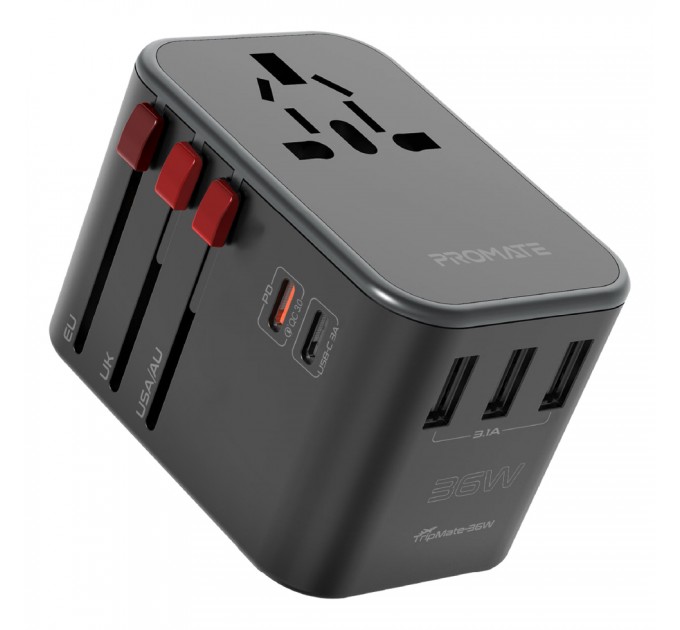 Promate Зарядний пристрій Promate TripMate-36W Black