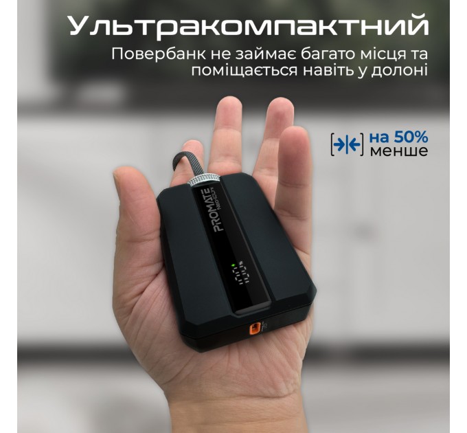 Promate Універсальна мобільна батарея Promate Neo-10Uni 10000mAh 30W Black (neo-10uni.black)