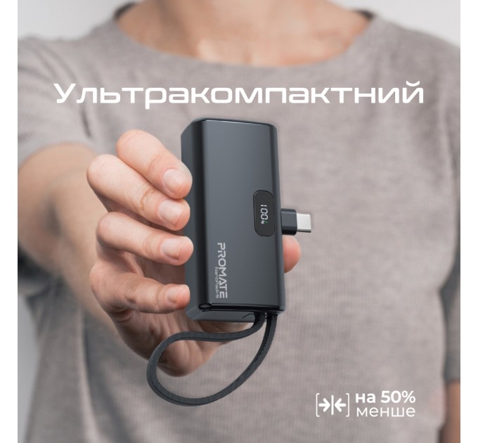 Promate Універсальна мобільна батарея Promate Nanopack-5 5000mAh 20W Black (nanopack-5.black)