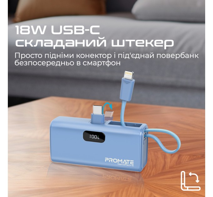 Promate Універсальна мобільна батарея Promate Nanopack-5 5000mAh 20W Blue (nanopack-5.navy)