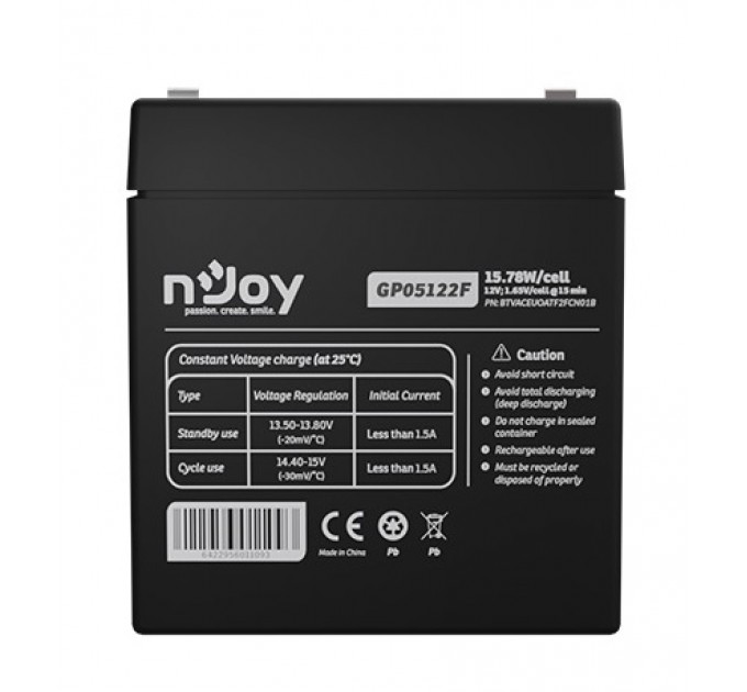 nJoy Акумуляторна батарея Njoy GP05122F 12V 5AH (BTVACEUOATF2FCN01B) AGM