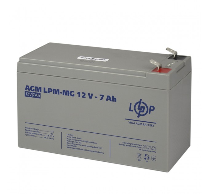 Акумуляторна батарея LogicPower 12V 7AH (LPM-MG 12 - 7 AH) AGM мультигель