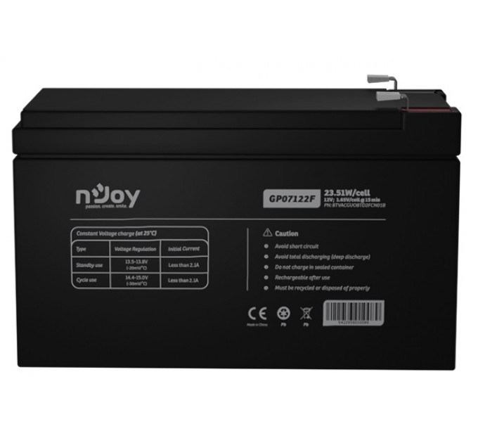 nJoy Акумуляторна батарея Njoy GP07122F 12V 7AH (BTVACGUOBTD2FCN01B) AGM