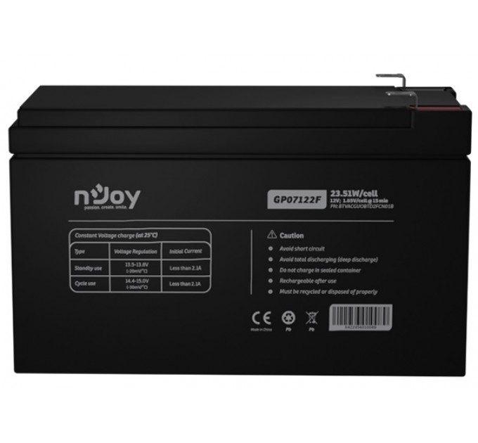 nJoy Акумуляторна батарея Njoy GP07122F 12V 7AH (BTVACGUOBTD2FCN01B) AGM