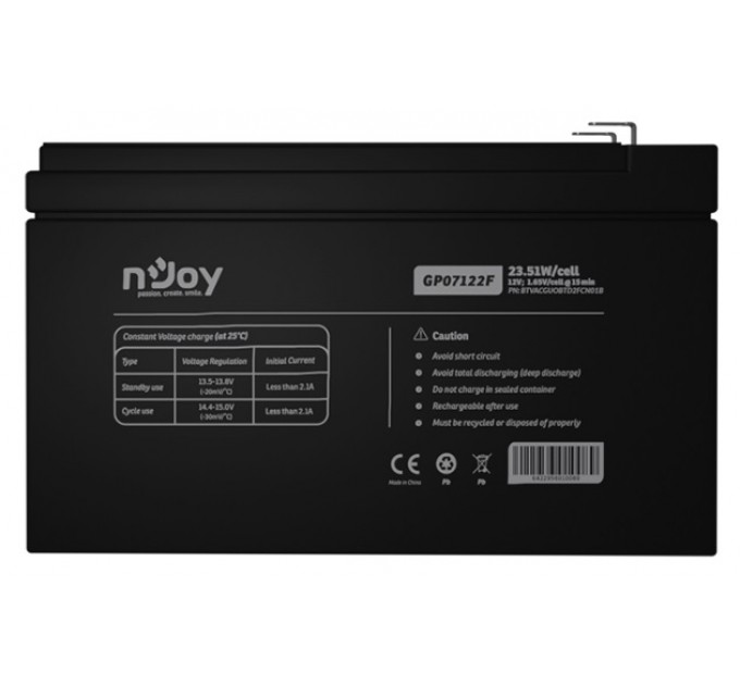 nJoy Акумуляторна батарея Njoy GP07122F 12V 7AH (BTVACGUOBTD2FCN01B) AGM