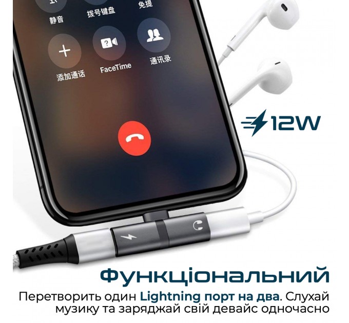 Адаптер Promate Lightning - 2хLightning (M/F) iHinge Grey (ihinge-lt.grey)
