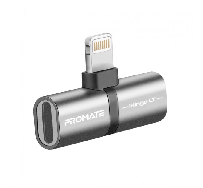 Адаптер Promate Lightning - 2хLightning (M/F) iHinge Grey (ihinge-lt.grey)