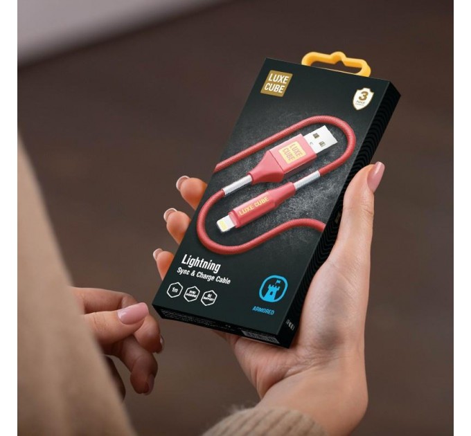 Luxe Cube Кабель Luxe Cube Armored USB - Lightning (M/M), 1 м, червоний (8886668686099)